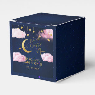 Over the Moon stars pink baby shower  Favour Box