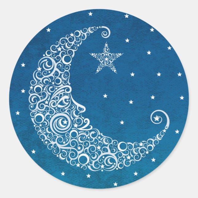 Over the Moon Sticker - Blue (Front)