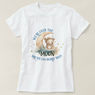 Over The Moon Teddy Bear Baby Boy Shower T-Shirt
