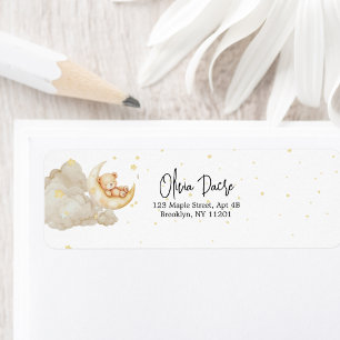 Over The Moon Teddy Bear Baby Shower Return Addres Address Label