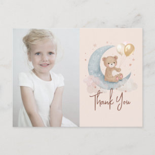 Over The Moon Teddy Bear Birthday Thank You Postcard
