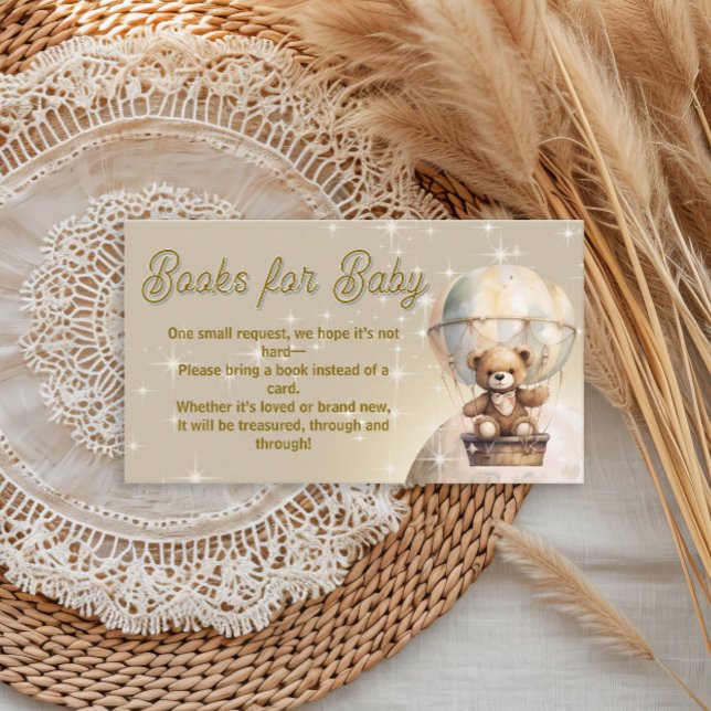 Over the Moon Teddy Bear Books for Baby Enclosure Card (Over the moon hot air balloon teddy bear baby shower "Books for Baby" card)