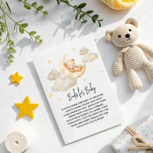 Over The Moon Teddy Bear Books for Baby Shower Enclosure Card
