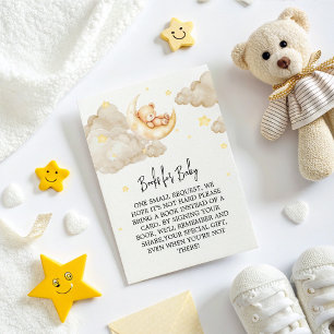 Over The Moon Teddy Bear Books for Baby Shower Enclosure Card