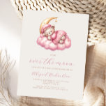 Over the Moon Teddy Bear Pink Girl Baby Shower Postcard<br><div class="desc">This cute boho baby shower invitation postcard features a sweet watercolor teddy bear in a pink nightgown and cap, asleep on a pink cloud, with a gold crescent moon for her pillow. Below, the words "over the moon" appear in pink handwriting script. Personalise the text with the name of the...</div>