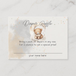 Over the Moon Teddy Bear Shower Enclosure Card
