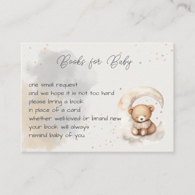 Over the Moon Teddy Bear Shower Enclosure Card (Front)