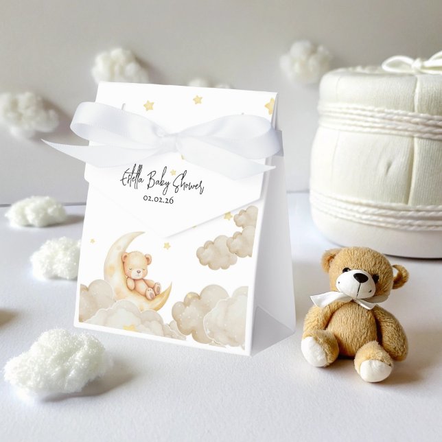 Over The Moon Teddy Bear  Stars Baby Shower Favour Box (Creator Uploaded)