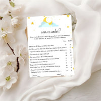 Over the moon theme|Over or under baby shower game
