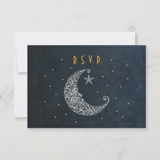 Over the Moon Wedding RSVP card II (Front)