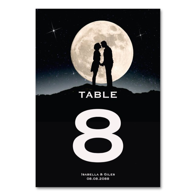 Over the Moon Wedding Table Number (Front)