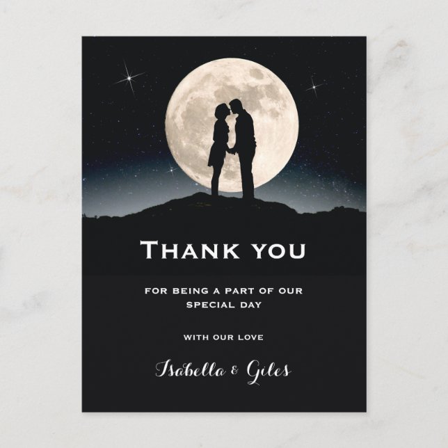 Over the Moon Wedding Thank You Announcement Postcard (Front)