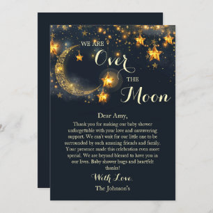 Over The Moon Whimsical Neutral Baby Shower Thank You Card