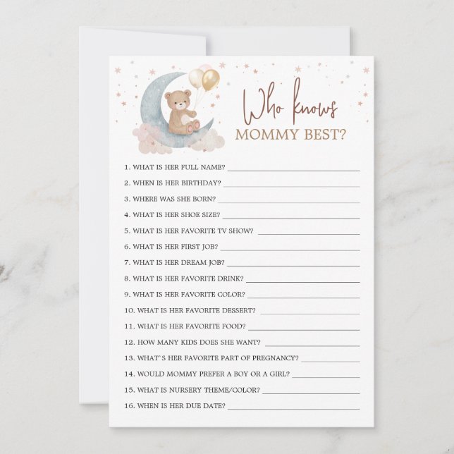 Over the Moon Who Knows Mummy Best Game Card (Front)