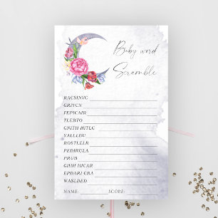 Over the Moon Word scramble baby shower game