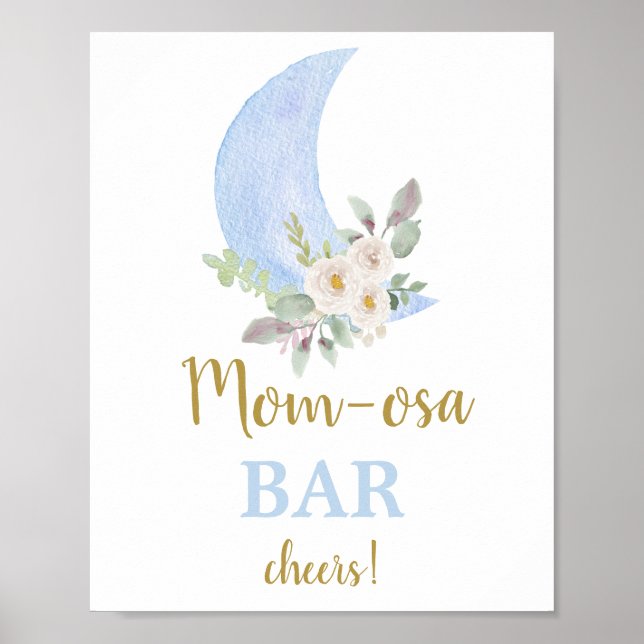 Over the MoonBaby Shower Boy Momosa Bar sign (Front)