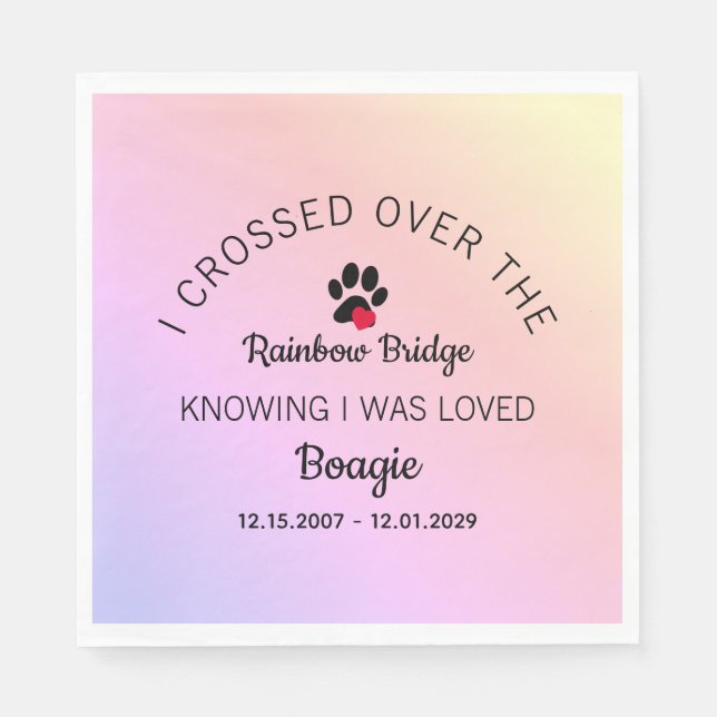 Over The Rainbow Bridge Custom Pet Memorial Napkin (Front)