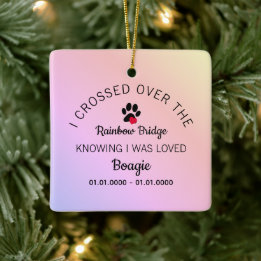 Over The Rainbow Bridge Custom Photo Pet Memorial Ceramic Ornament