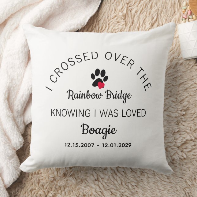 Over The Rainbow Bridge Photo Pet Memorial White Cushion (Blanket)