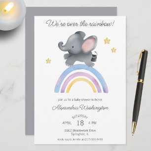 Over the Rainbow Elephant Baby Shower  Invitation