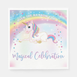 Over The Rainbow Unicorn Birthday Napkin
