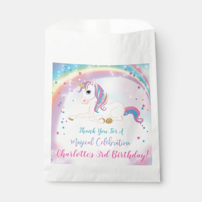 Over The Rainbow Unicorn Magical Birthday Favour Bag (Front)