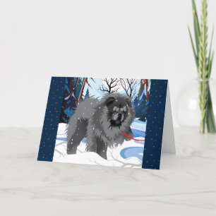 OVER THE RIVER Black Chow holiday art cards