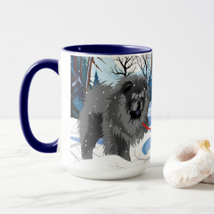 OVER THE RIVER Black Chow mug