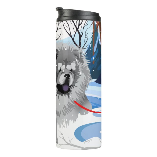OVER THE RIVER Blue Chow  thermal tumbler (Rotated Right)