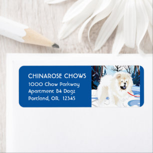 OVER THE RIVER Cream chow  Address Label Customise Return Address Label