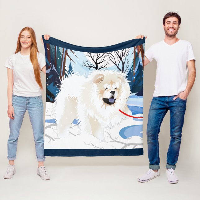 OVER THE RIVER Cream Chow Fleece blanket (In Situ)