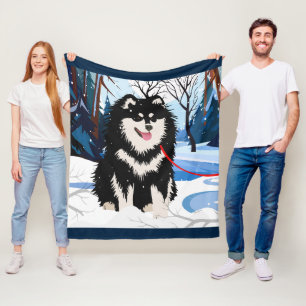 OVER THE RIVER Finnish Lapphund Fleece blanket