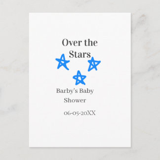 Over the Stars blue gray baby shower name date ele Postcard