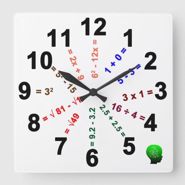 Over Time: Math Evolution In The Classroom Square Wall Clock (Front)