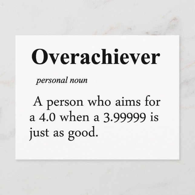 Overachiever Definition Postcard (Front)