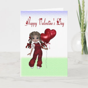 Overalls Doll Valentine Card