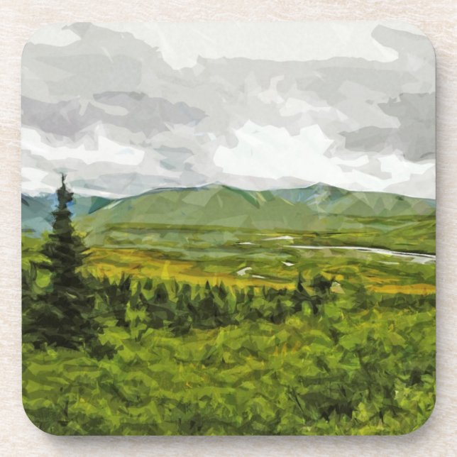 Overcast at Denali National Park Alaska Abstract Coaster (Front)
