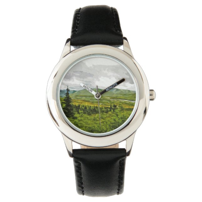 Overcast at Denali National Park Alaska Abstract Watch (Front)