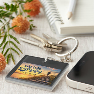 Overcome Difficulties One Day at a Time Key Ring