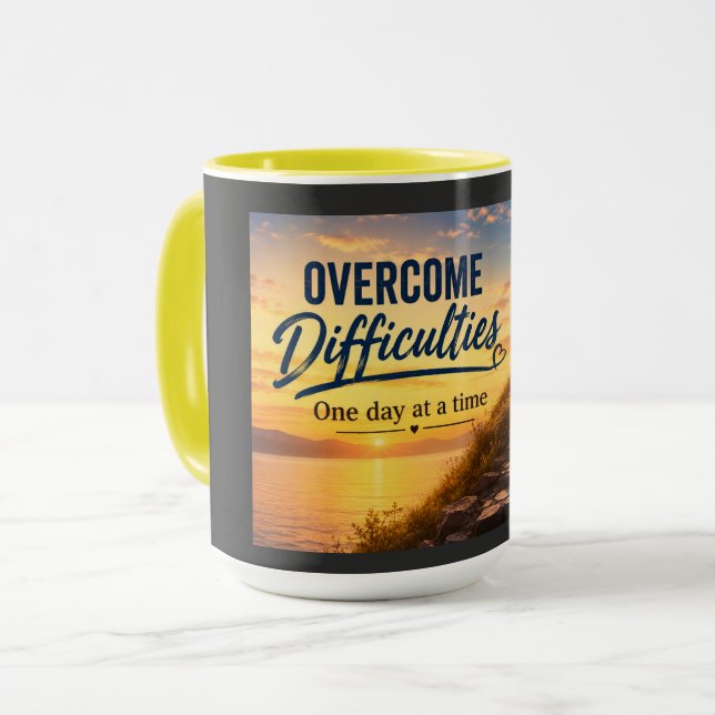 Overcome Difficulties One Day at a Time Mug (Front Left)