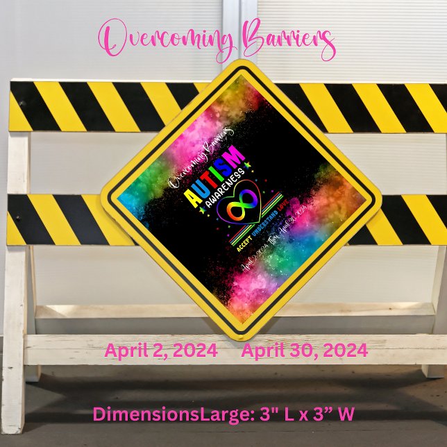 "Overcoming Barriers" Square Autism Sticker (Embrace the journey of 'Overcoming Barriers' of Autism with our vibrant square stickers.)