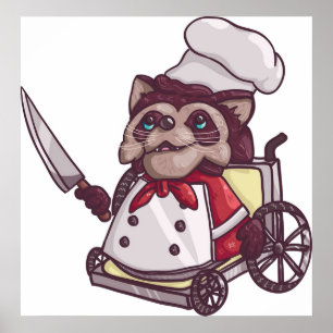 Overcooked Wheelchair Racoon Chef Poster