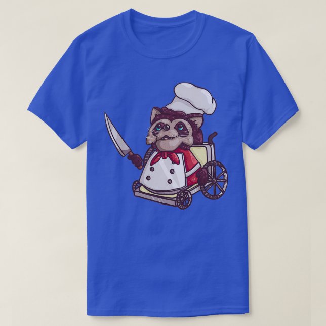 Overcooked Wheelchair Racoon Chef Premium TShirt  (Design Front)