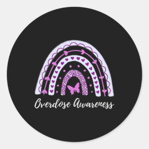 Overdose Awareness Boho Rainbow Classic Round Sticker