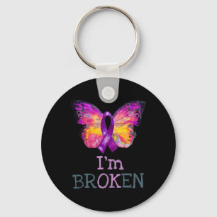 Overdose Awareness Butterfly Purple Ribbon I'm Bro Key Ring