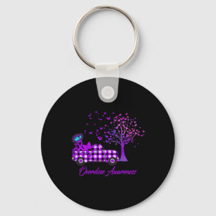 Overdose Awareness Butterfly Ribbon Purple  Key Ring