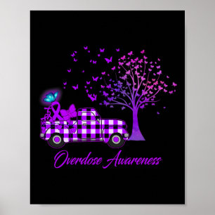 Overdose Awareness Butterfly Ribbon Purple Poster