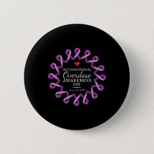 Overdose Awareness Day 2019 Purple Ribbon In Memor 6 Cm Round Badge