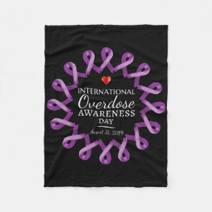 Overdose Awareness Day 2019 Purple Ribbon In Memor Fleece Blanket