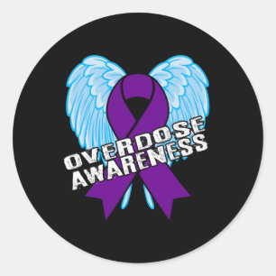 Overdose Awareness Day Angel Against Addictions Te Classic Round Sticker